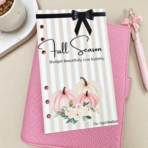 Fall Season Dashboard, Striped Pumpkin Planner Insert for Cash Budget Binders