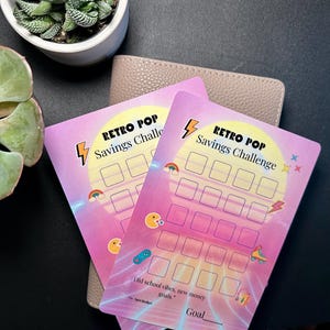 Retro Pop Savings Challenge |A5 Roll and Save |Budgeting Tool |Handmade Physical Tracker