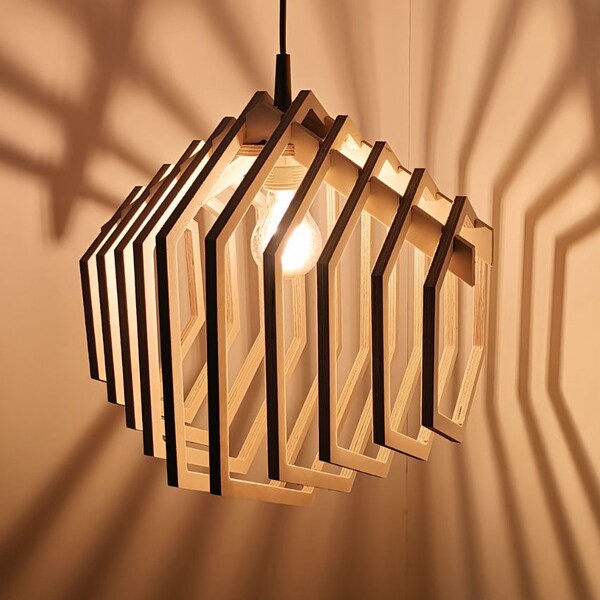 Wooden Hanging Lamp Etsy