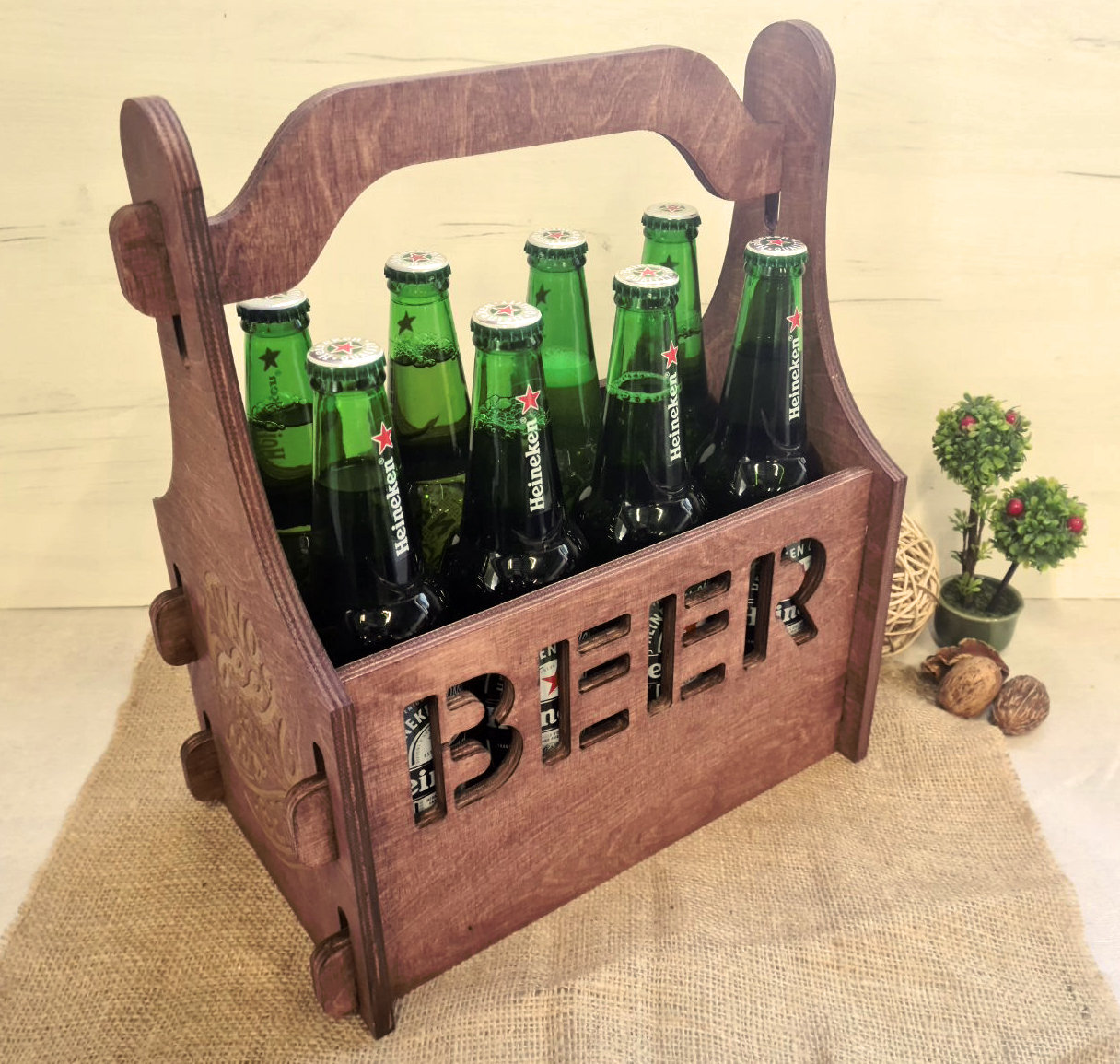 Vintage Wooden AMERICAN BEER Bottle Carrier Crate, American