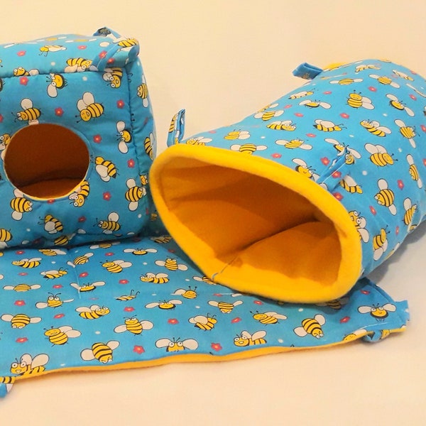 3 PEZZI Rat HAMMOCK SET Gabbia personalizzata Biancheria da letto per piccoli animali in pile Topi Criceto, Rat Hammock Cube Square Flat Tunnel, giocattolo per ratti, giorno del ratto