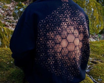 Sweatshirt --TRANSITION-- géométrie à capuche / Géométrie de blanchiment / Tie dye / Géométrie sacrée / blanchiment des vêtements / tie dye géométique / géométrie sacrée