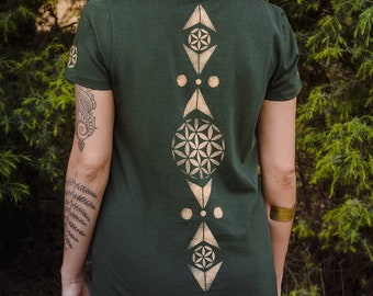 T-Shirt--MAISHA T-Shirt-Geometrie Bleichgeometrie / Batikfärbung / Heilige Geometrie / Kleidungsbleiche / Stammes- / Heilige Geometrie / T-Shirt-Geometrie