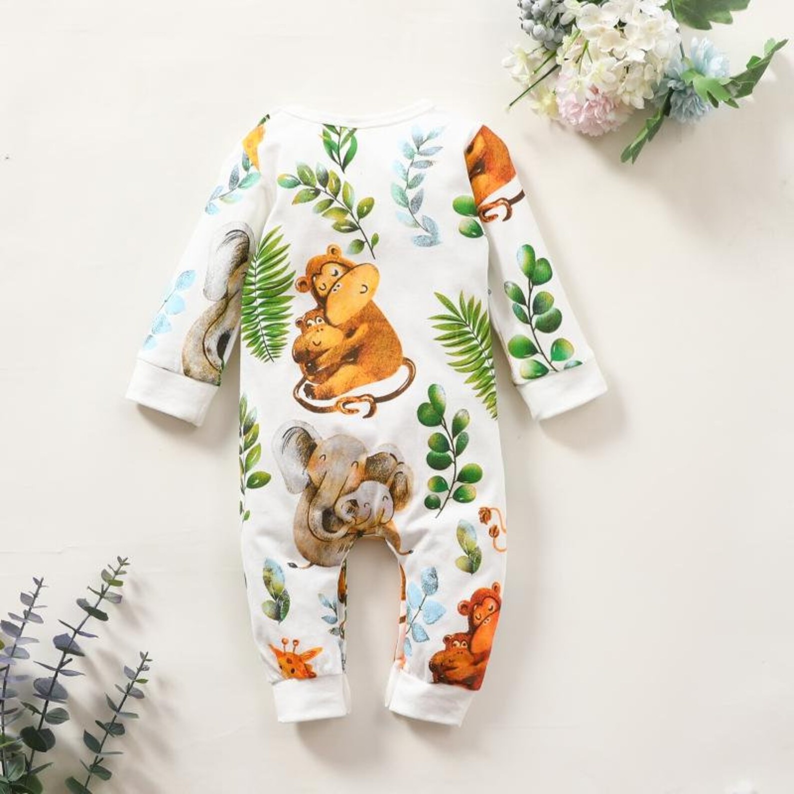Animal Safari Print Baby Jumpsuit Etsy Nederland