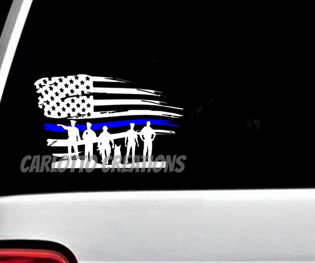 Find 2pcs 2"x3" Thin Blue Line Decals Police Law Enforcement Sheriff Non Reflective In