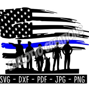 Policemen Thin Blue Line Flag svg, digital download, law enforcement