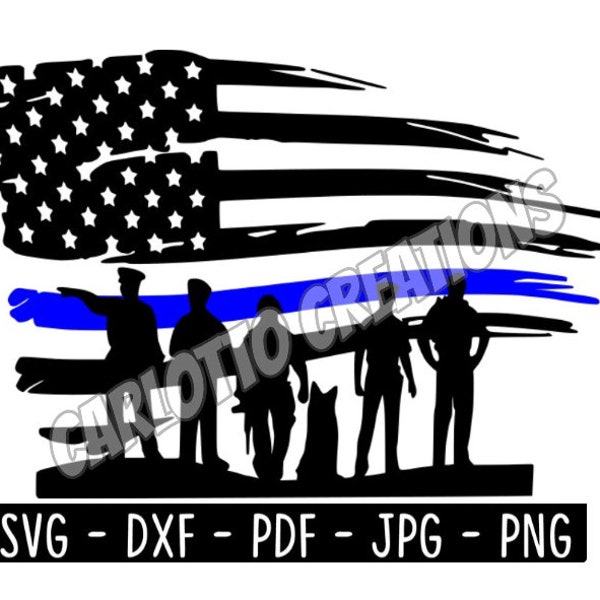 Policemen Thin Blue Line Flag svg, digital download, law enforcement