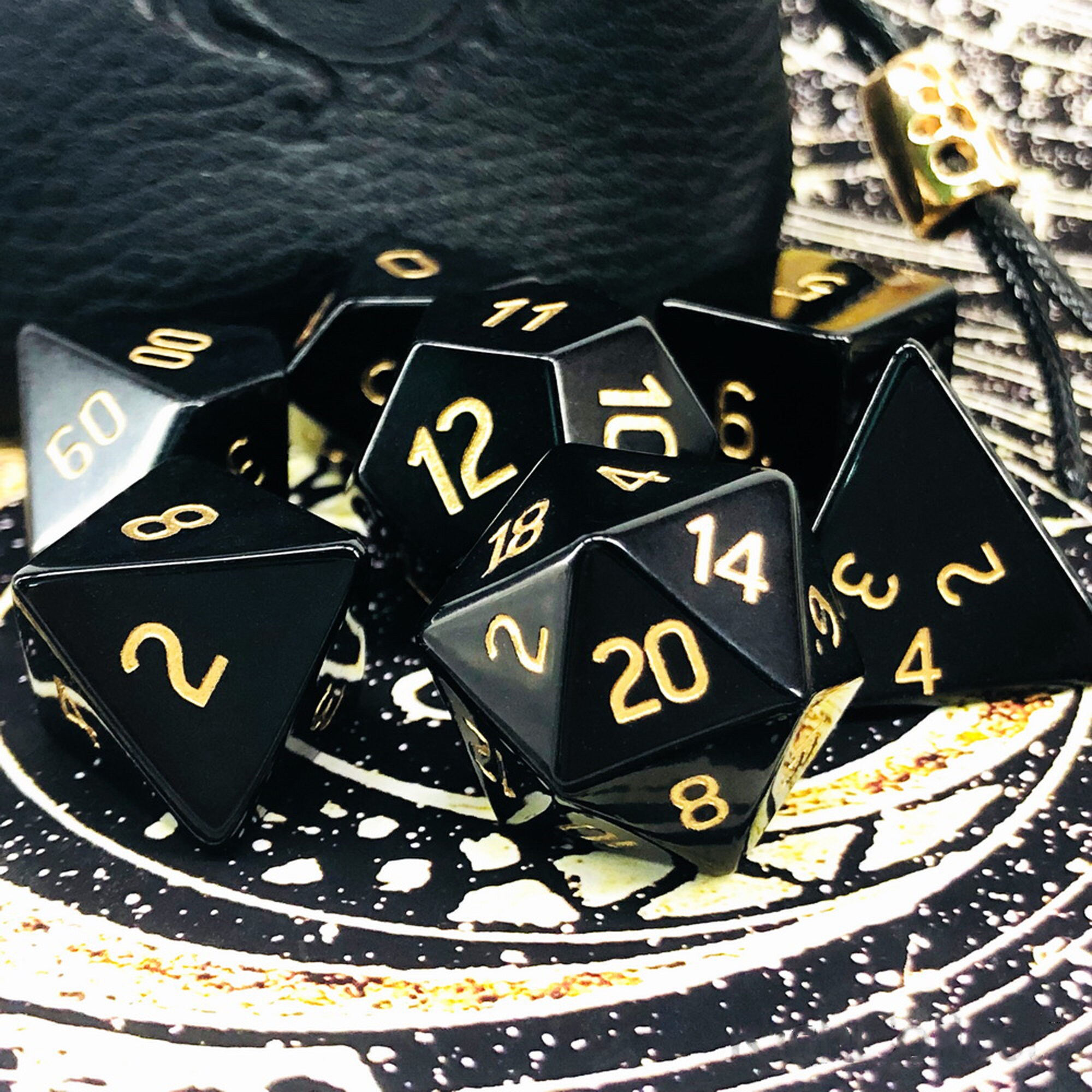 Obsidian DND Dice Set Dungeons and Dragons D&D Dice COC Etsy