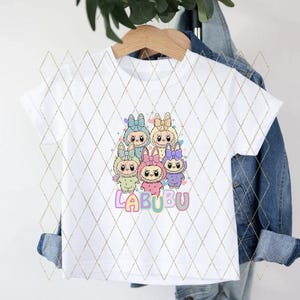 Customized Labubu style Cartoon T-Shirt: Kawaii Graphic Tee and name