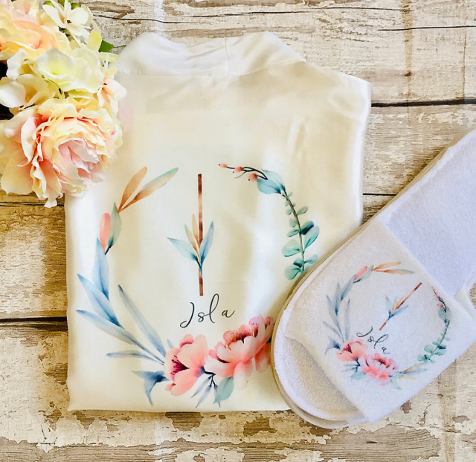 Personalised Bridal robes Wedding Dressing Gownfloral wreath Etsy
