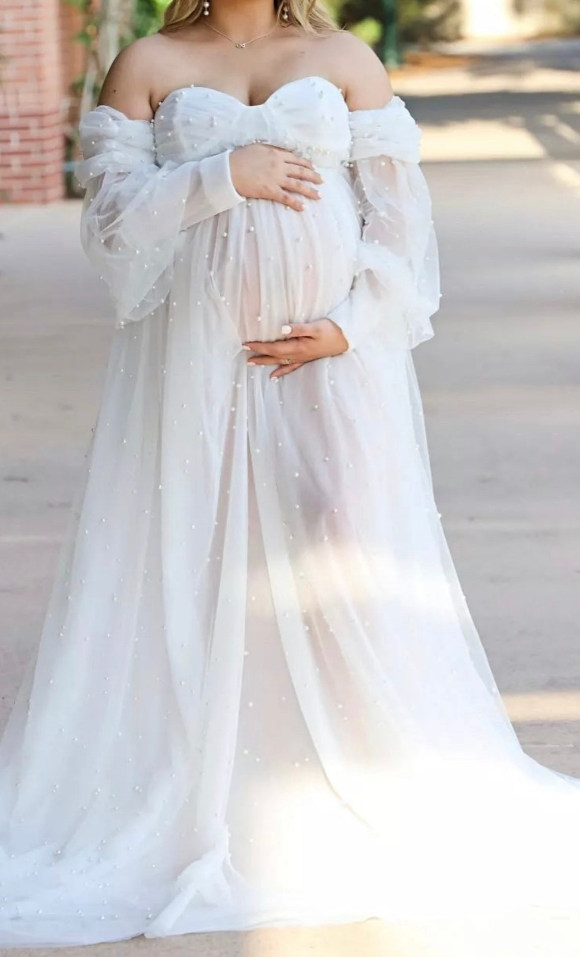 Maternity Dress For Photoshoot Pearl Tulle Maternity Wedding Etsy