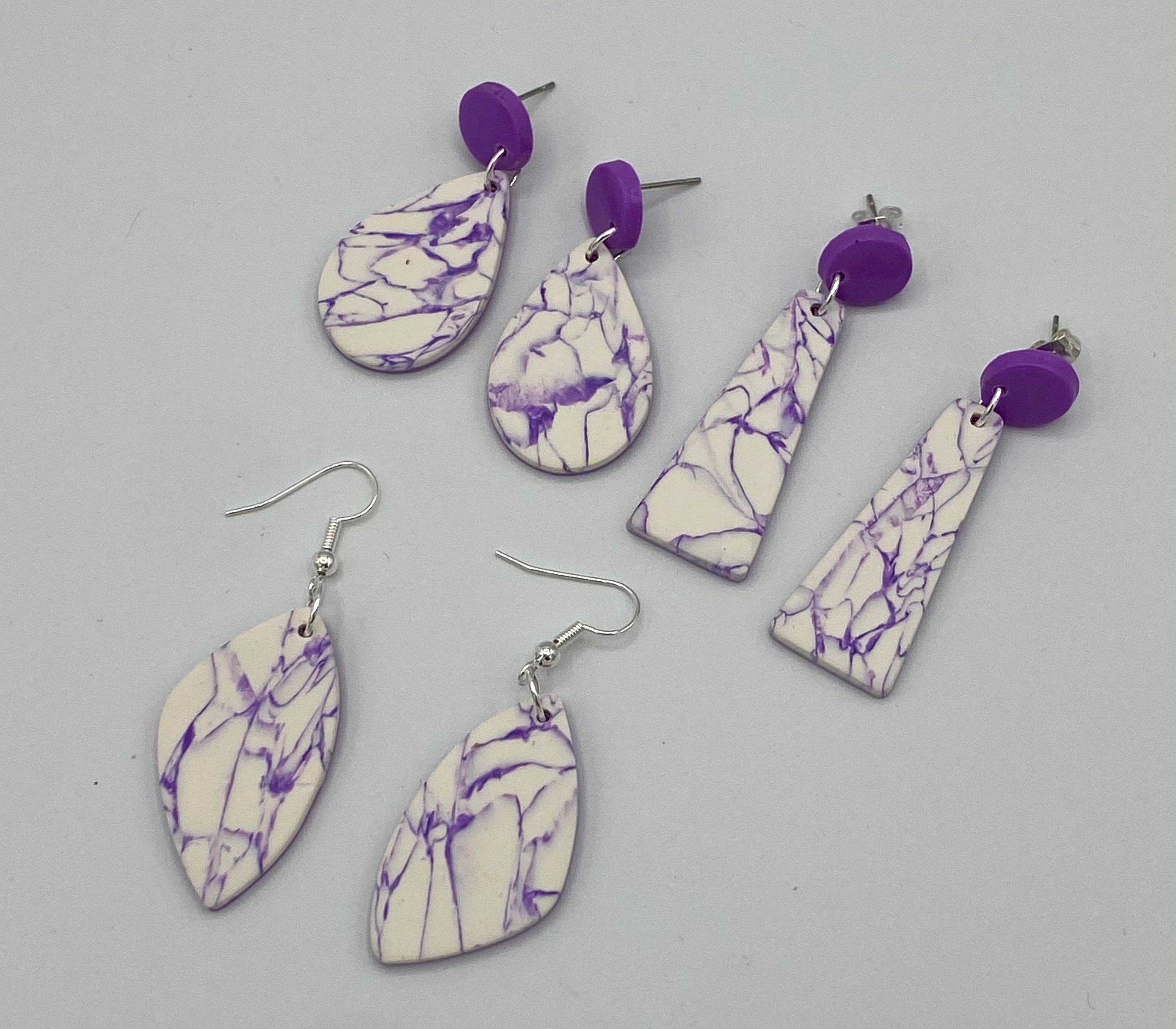 Purple Marble Polymer Clay Earrings Etsy