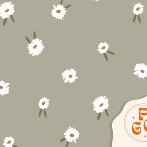Ditsy Daisy Sage Green Floral Seamless Repeat Pattern Boho Neutral for Commercial Use