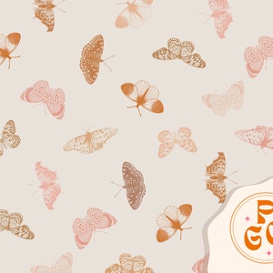 Beautiful Boho Butterflies Seamless Repeat Pattern Boho Neutral for Commercial Use