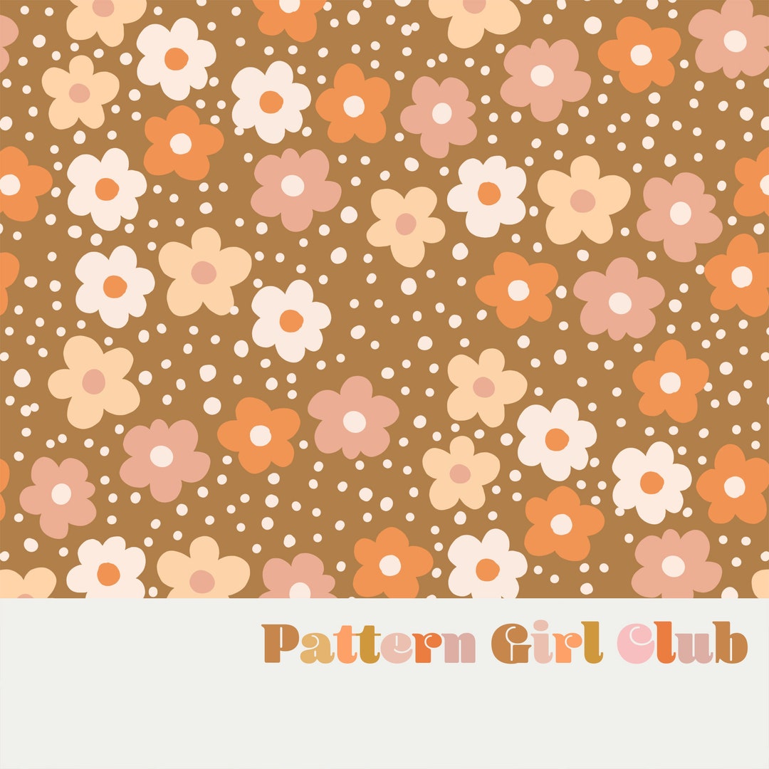 Retro Floral Seamless Repeat Pattern Boho Neutral for Commercial Use - Etsy