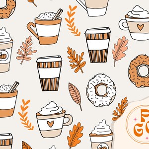 Kürbis Gewürz Herbst Herbst Blätter Food Seamless Rapport Muster Boho Neutral für die kommerzielle Nutzung
