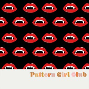 Vampire Lips Halloween Spooky Fall Autumn Seamless Repeat Pattern Boho Neutral for Commercial Use