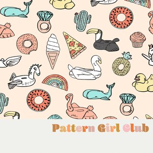Pool Floats Summer Seamless Repeat Pattern Boho Neutral for Commercial Use