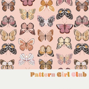 Boho Butterflies Boho Blush Seamless Repeat Pattern Boho Neutral for Commercial Use