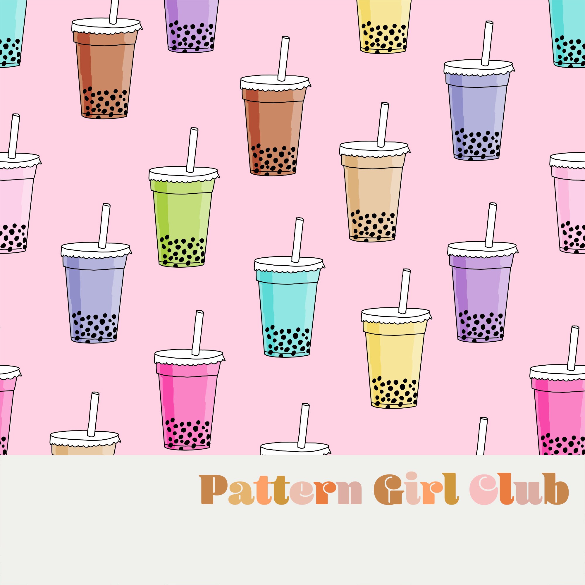 Pastel Bubble Tea Cute Coffees and Teas Seamless Repeat Etsy