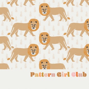Safari Lion boho neutral kids pattern seamless pattern for commercial use