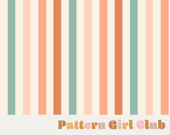 70s Stripes Coordinate for Flowers Peachy Seamless Repeat Pattern Boho Neutral for Commercial Use