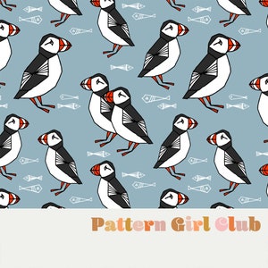 Macareux oiseaux bleu motif de répétition sans couture Boho neutre pour un usage commercial
