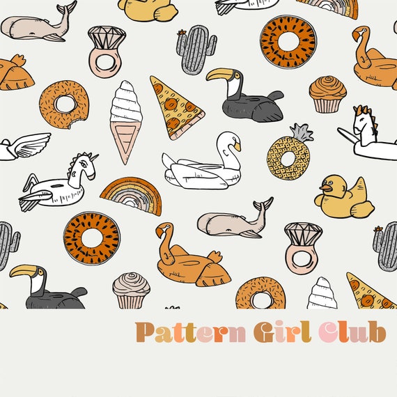 Pool Floats Boho Colors Summer Seamless Repeat Pattern Boho | Etsy