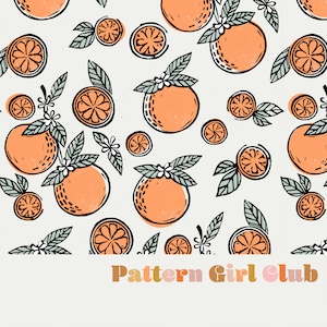 Oranges Fruit Summer Seamless Repeat Pattern Boho Neutral for Commercial Use