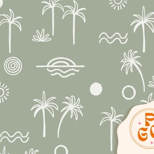 Verano playa tropical boho desierto salvia Patrón de repetición sin costuras Boho Neutral para uso comercial