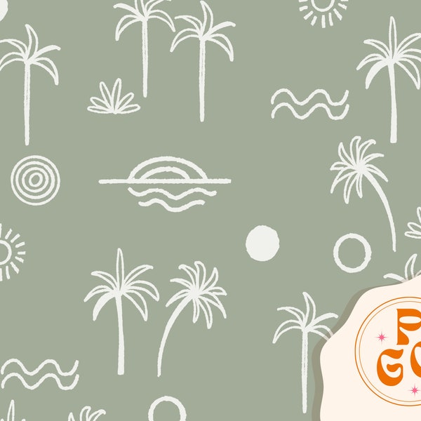 Sommer tropischer Strand Boho Wüste Salbei Nahtloses Muster Boho Neutral für den kommerziellen Gebrauch