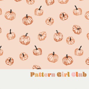 Hand drawn Pumpkins Fall Boho Seamless Repeat Pattern Boho Neutral for Commercial Use