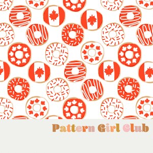 Canadian Donuts Canada Day Seamless Repeat Pattern Boho Neutral for Commercial Use