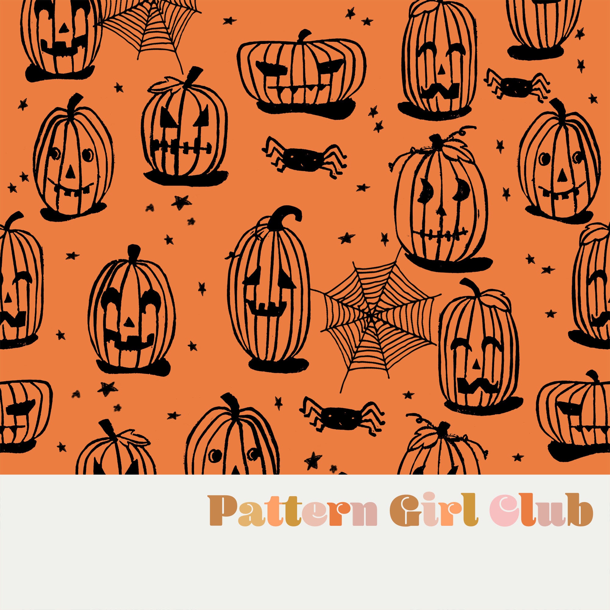 Linocut Pumpkins Seamless Repeat Pattern Boho Neutral for - Etsy
