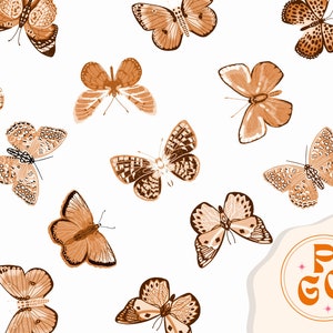 Butterflies Boho Seamless Repeat Pattern Boho Neutral for Commercial Use