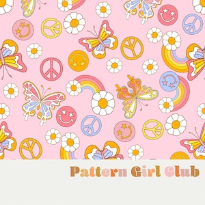 Hippie vlinders vrede naadloos herhaal patroon Boho neutraal voor commercieel gebruik