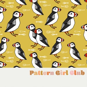 Macareux Oiseaux Jaune Seamless Répéter Motif Boho Neutre pour un usage commercial