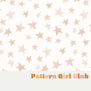 Retro Groovy Stars Seamless Repeat Pattern Boho Neutral for Commercial Use