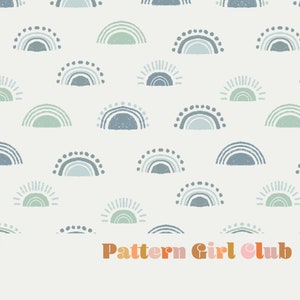 Blue Suns Seamless Repeat Pattern Boho Neutral for Commercial Use