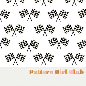 Checkered Flag Vintage cars Boys Seamless Repeat Pattern Boho Neutral for Commercial Use