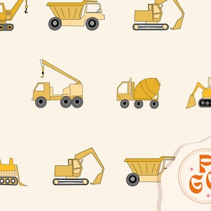 Construction Vehicles Boys Seamless Repeat Pattern Boho Neutral for Commercial Use