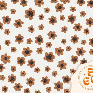 Dainty Mini Boho Florals Caramel Seamless Repeat Pattern Boho Neutral for Commercial Use