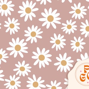 Daisies dusty rose Seamless Repeat Pattern Boho Neutral for Commercial Use