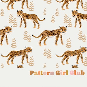 Safari Tiger boho neutral kids pattern seamless pattern for commercial use