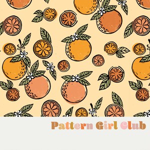 Oranges Fruit Summer Seamless Repeat Pattern Boho Neutral for Commercial Use