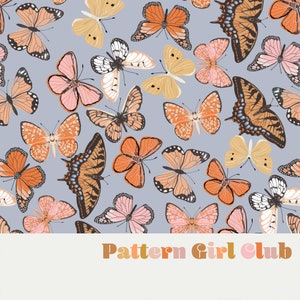Boho Butterflies Seamless Repeat Pattern Boho Neutral for Commercial Use