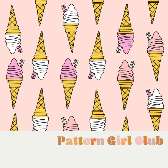 Vintage Ice Cream Cones Cute Kids Seamless Repeat Pattern Boho Neutral for Commercial Use Vintage Ice Cream Cones Cute Kids Seamless Repeat Pattern Boho Neutral for Commercial Use