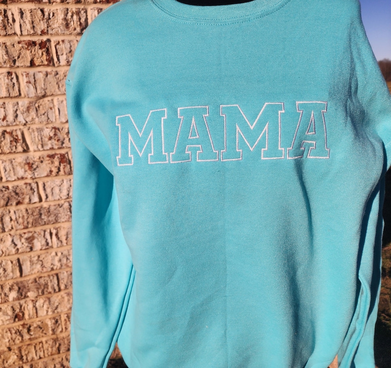 Custom Mama Embroidered Sweatshirt, Gift For Mom, Custom Embroidered Crewneck Sweatshirt, Personalized Sweatshirt, Custom Mama Crewneck image 3