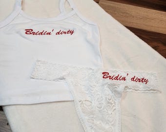 Personalized Lace Bridal Thong, Embroidered Future Mrs Underwear, Honeymoon or Wedding Gift Bridal Shower