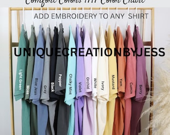 Camiseta Comfort Colors®, colores vintage lavados, 100% algodón, para hombre o mujer, unisex, con bordado personalizable.